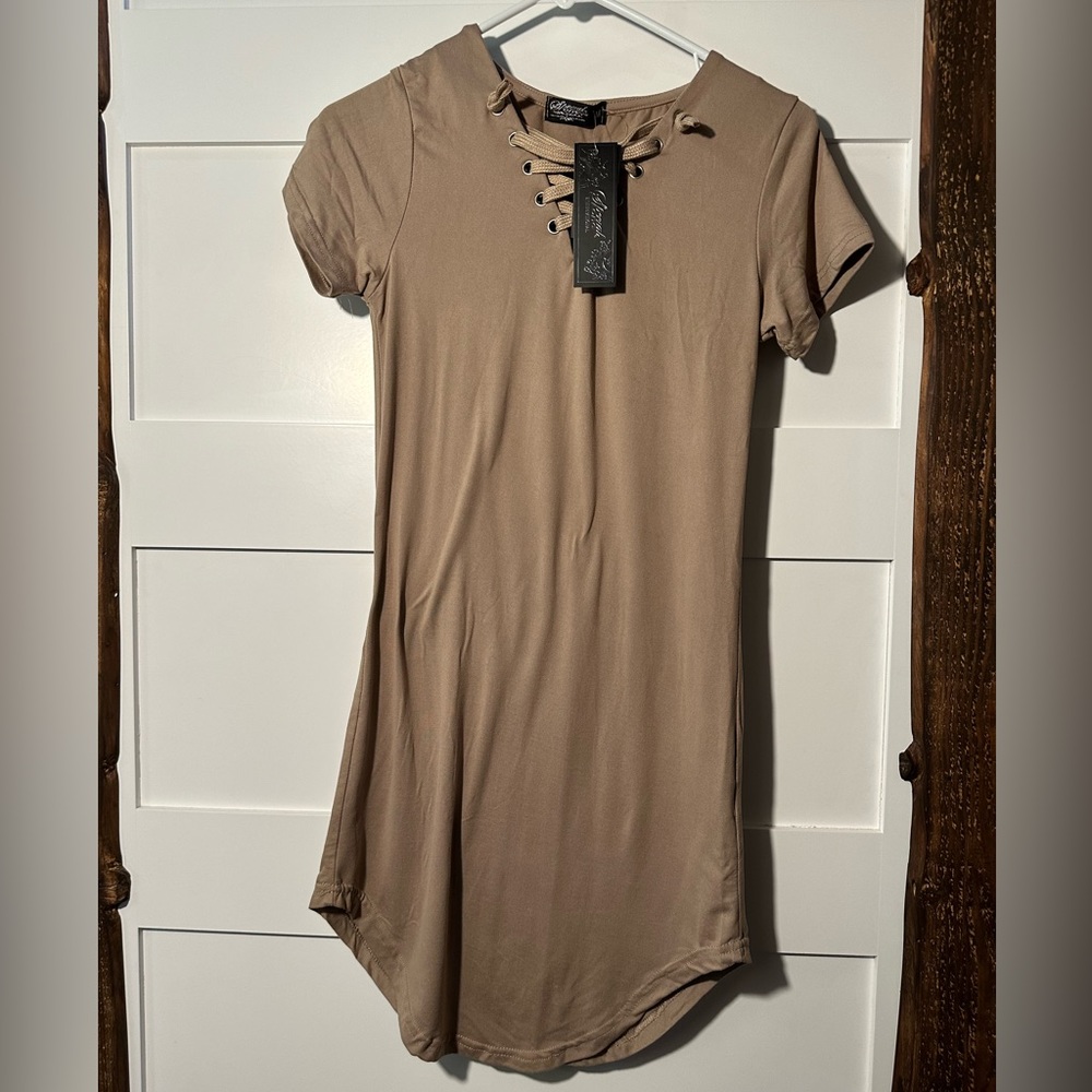 Special One Taupe Sea Style Dress Women's Medium NWT Cotton Blend PLD51